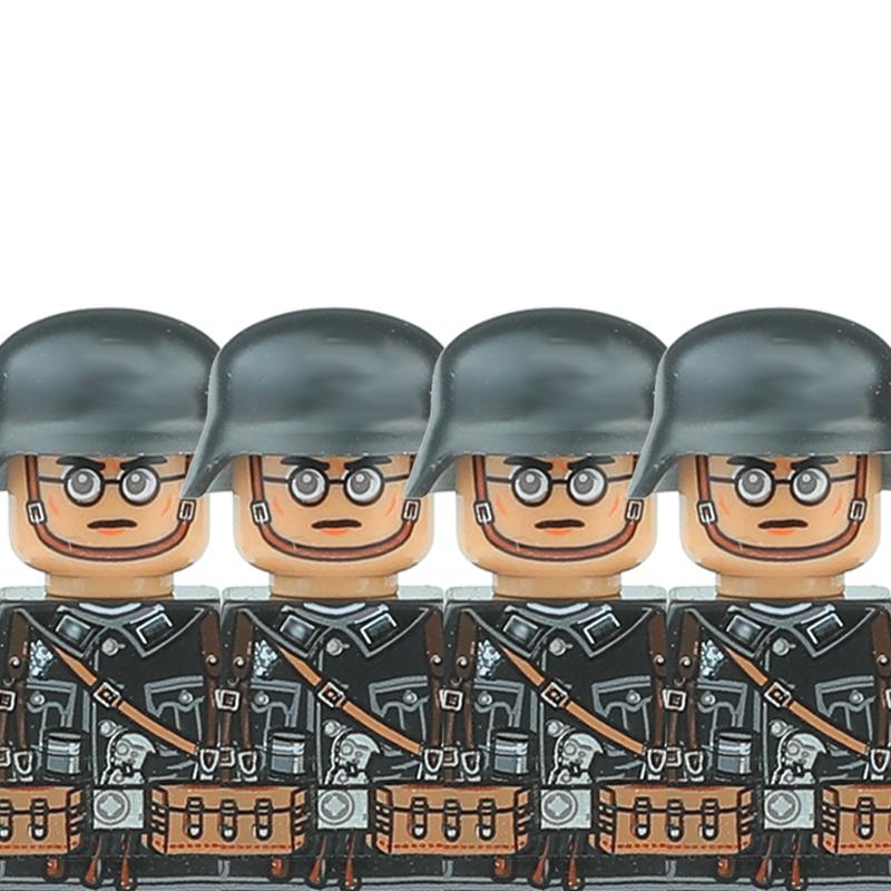 Вторая Мировая Война Военные Немецкие Солдаты Фигурки Шлем Строительные Блоки Армия Пехотинец Воин Артиллерист Броня Пушка Жилет Оружие Кирпичи Игрушки