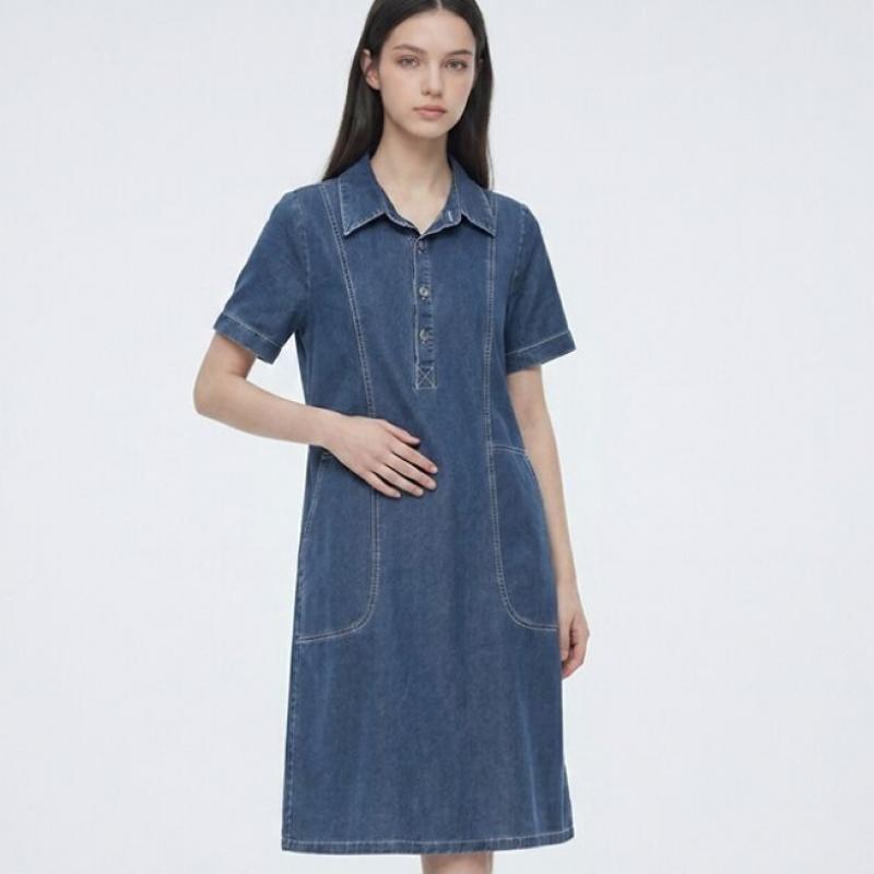 Karra Midi Denim Panel Seam Dress A6m0131
