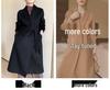 Women's Double-Faced Wool Overcoat with Tie Waist - Extra Long Lapel, Autumn/Winter.