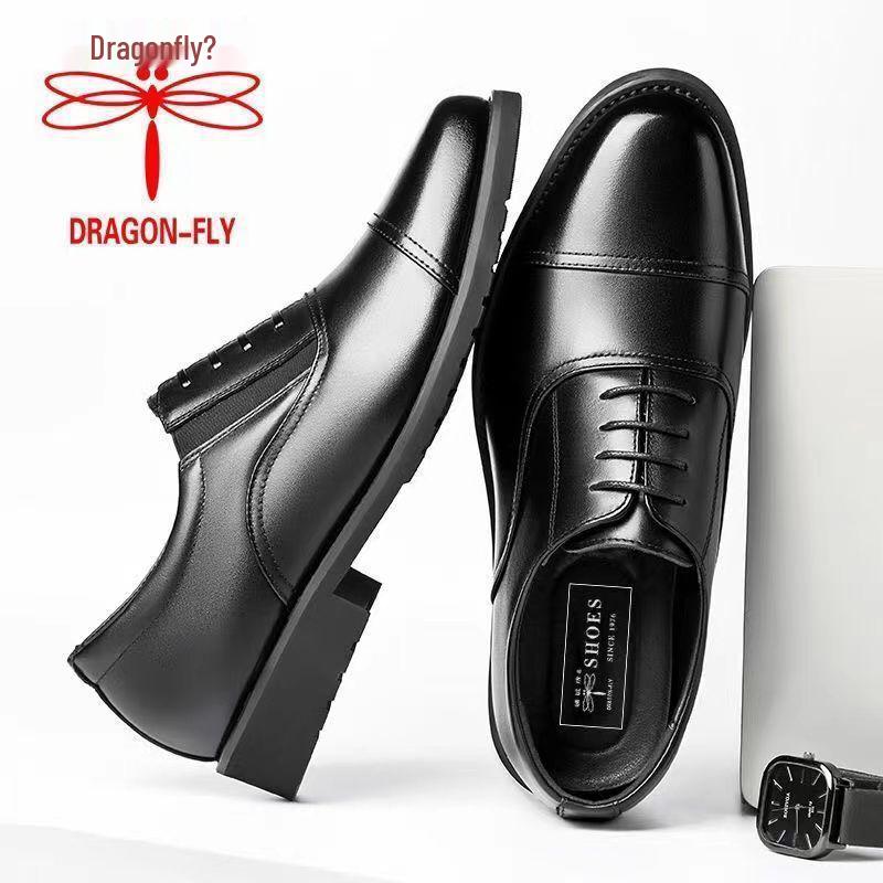 Мужские повседневные кожаные туфли Dragonfly - Мягкие, удобные, нескользящие, износостойкие, из коровьей кожи, на тонкой подошве