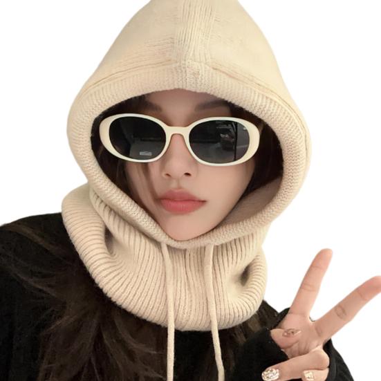 Women Winter Balaclava Hat Thick Warm Knitted Windproof Cycling Headwear Adjustable Full Protection Outdoor Travel Cold Weather Skiing Cap