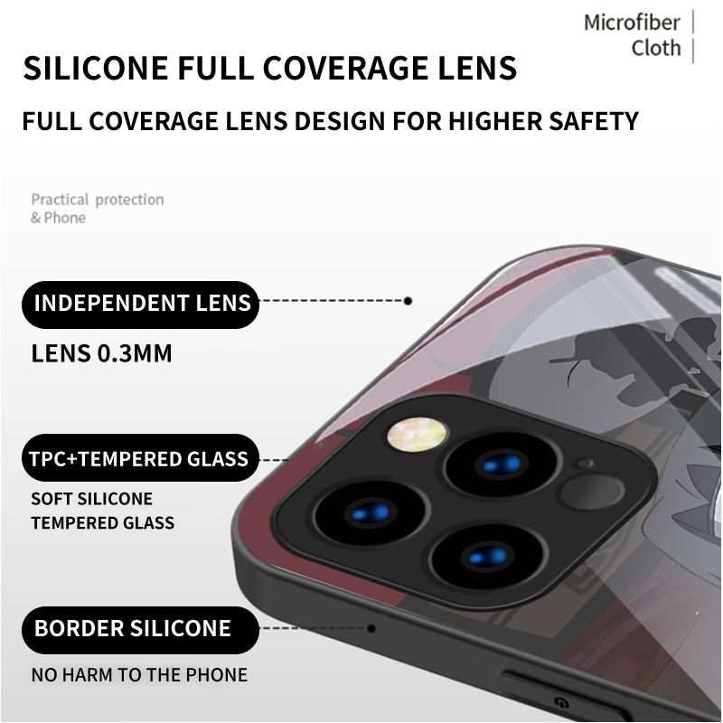 Закаленный стеклянный корпус с рисунком Наруто, защитный чехол, мягкий чехол для iPhone Samsung