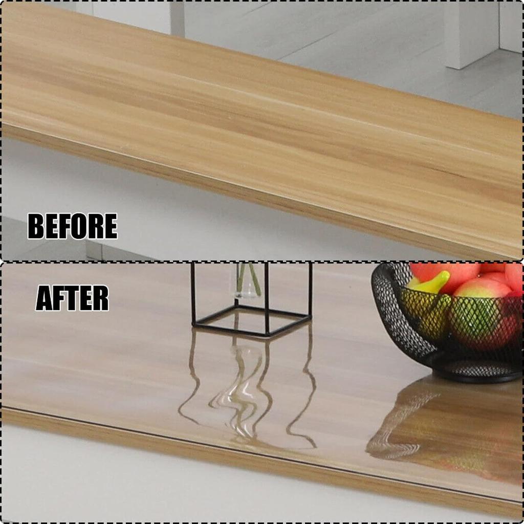 1.5mm Strong Clear Plastic Table Cloth Cover Wipeable PVC Waterproof Table Protector for Kitchen Coffee Office Dining Table