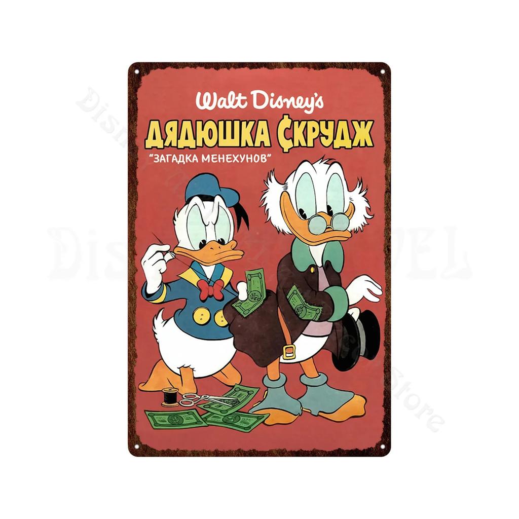 Металлические Знаки Дональд Дак Дядя Скрудж Классическая Анимация Металлический Постер Декоративная Жестяная Картина Винтажный Ретро Декор Детской Комнаты
