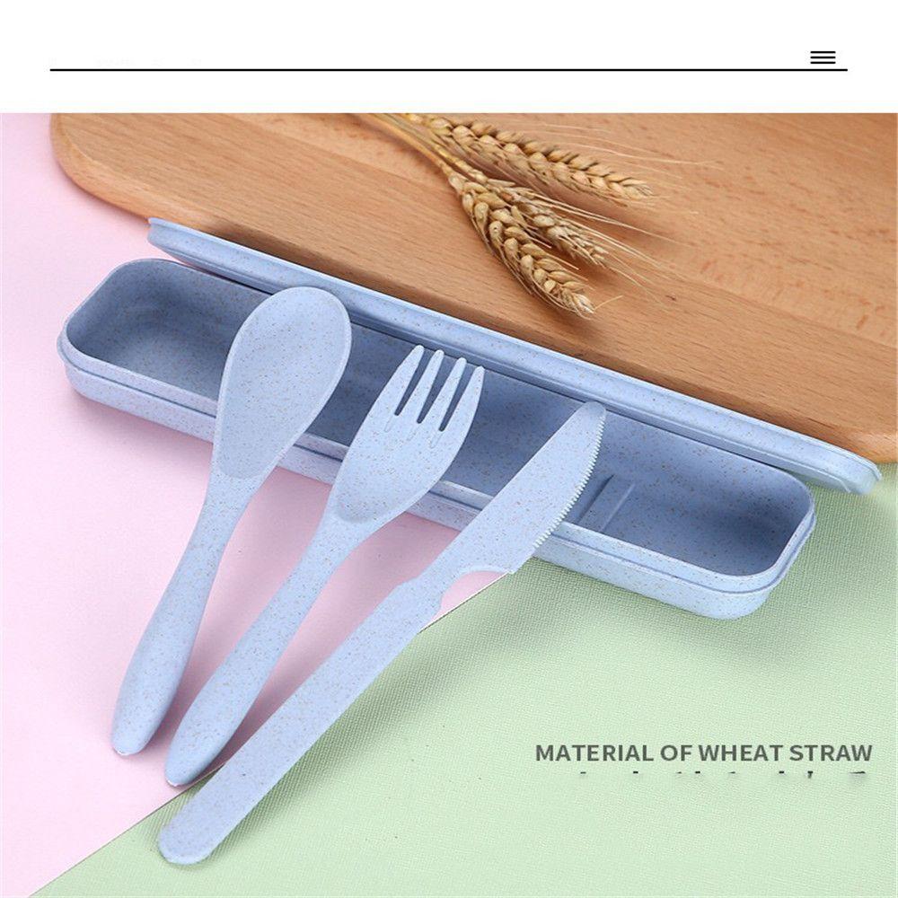 3PCS Eco-friendly Cutlery Box Kitchen Supplies Fork Spoon Tableware Dinnerware Sets Travel Cutlery