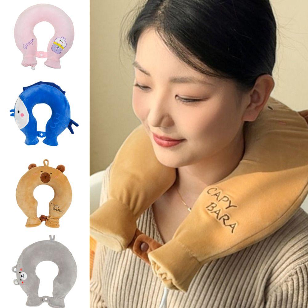 Cartoon U-shaped Hot Water Bag Detachable Neck Warmer Neck Support Warm Water Bag Cold and Hot Use