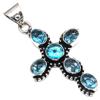 Pendant Swiss Blue Quartz Gemstone Gift For Her Silver Jewelry 2.25"