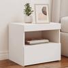 VidaXL Bedside Table with LED Lights, Bedside Cabinet with Storage, Nightstand, Night Cabinet, Modern, White Wood 836763