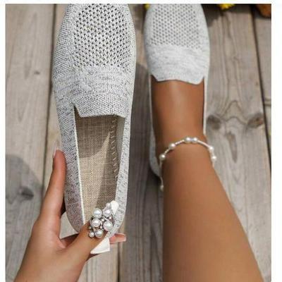 Летние женские туфли на плоской подошве с круглым носком 2024 года — повседневный спортивный стиль, европейская и американская мода, большой размер, неглубокий вырез.