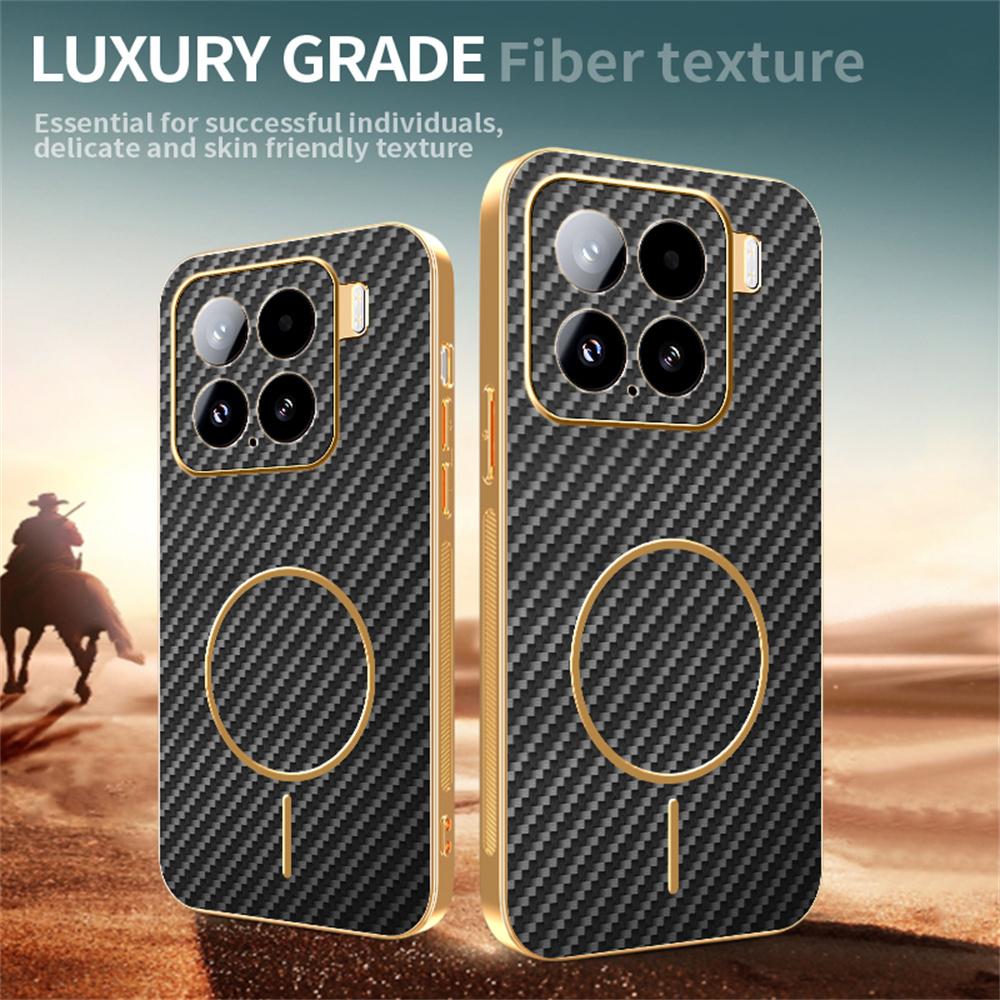 For Xiaomi 15 Phone Case Carbon Fiber Textured Electroplated TPU Back Cover