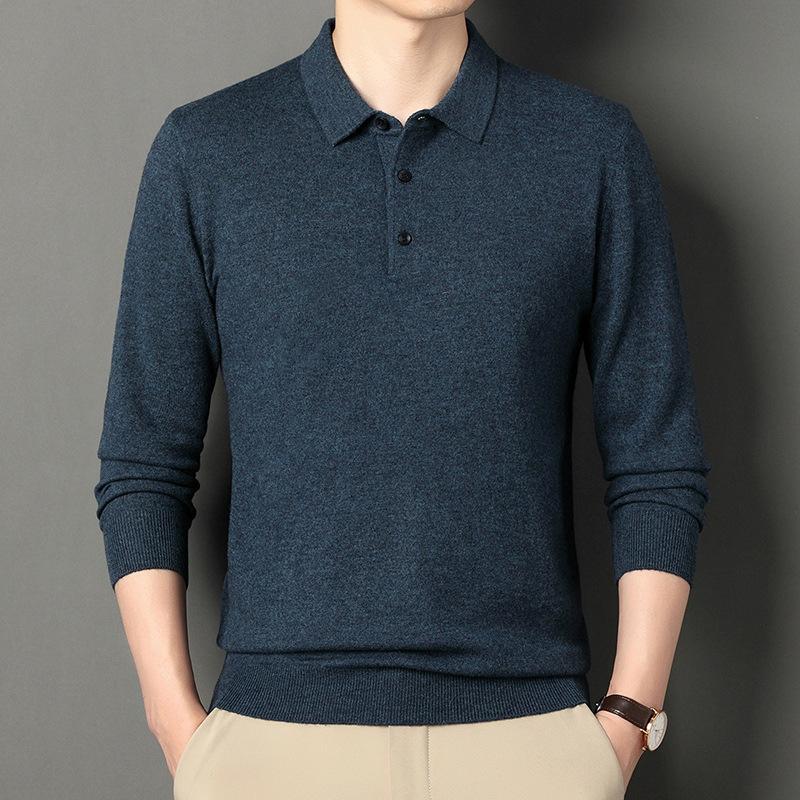 Autumn And Winter 100 Wool Men'S Casual Pure Wool Bottoming Shirt Middle-Aged And Young People Thickened Warm Wool Sweater