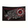 2D Flat - 2D Flat, 2D Plane - 2D Plane - 1pc Large 2D Plane Viking Flag - Black, Red, And White Nordic Wolf Head Design - Heavy-Duty Polyester/Tin Mat
