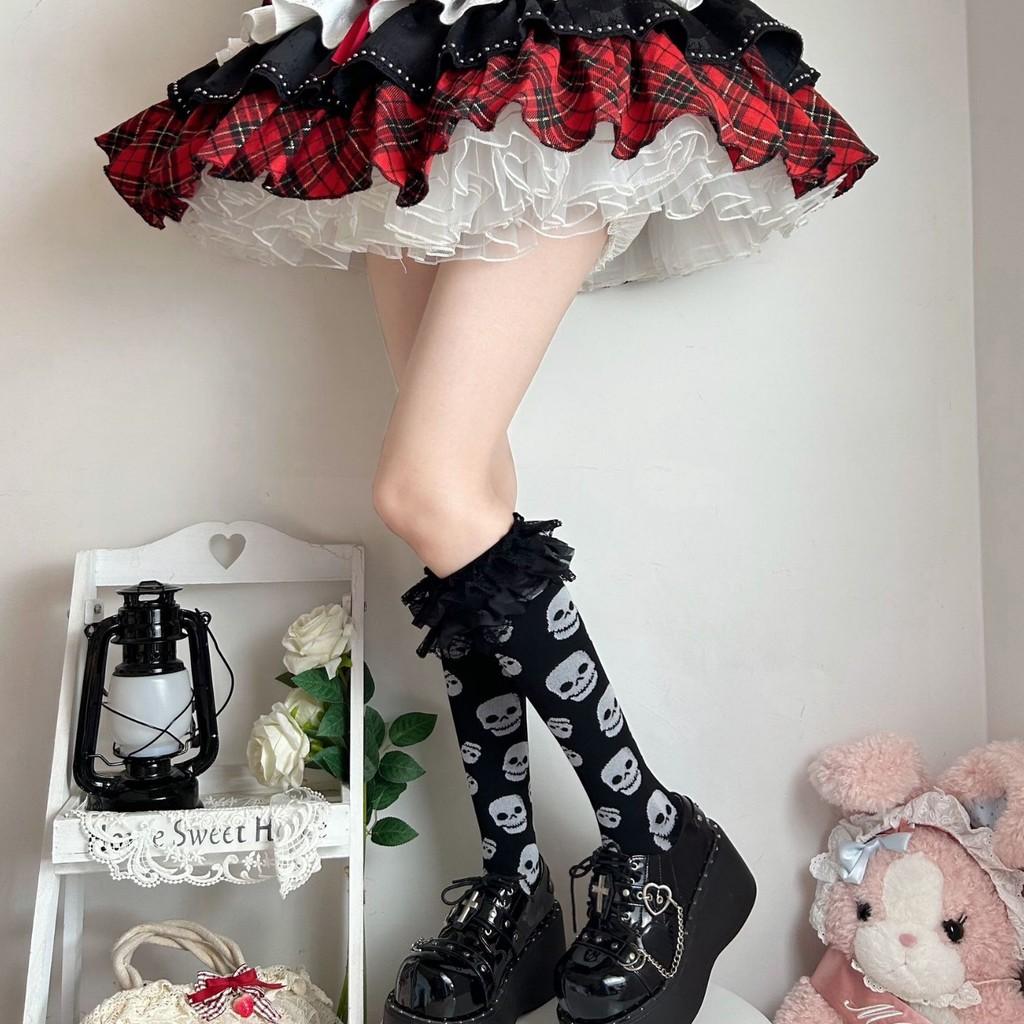 Сладкие носки Lolita с черной кружевной отделкой, из дышащего хлопка, для девочек-подростков