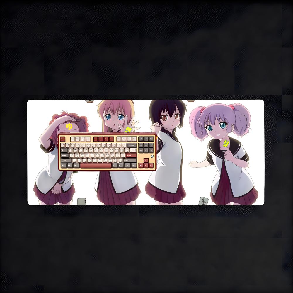 Cozy Yuru Yuri Animeseries Mouse Pad NonSlip Large Desk Mat Thick Stitched Edge Gaming Mousepad