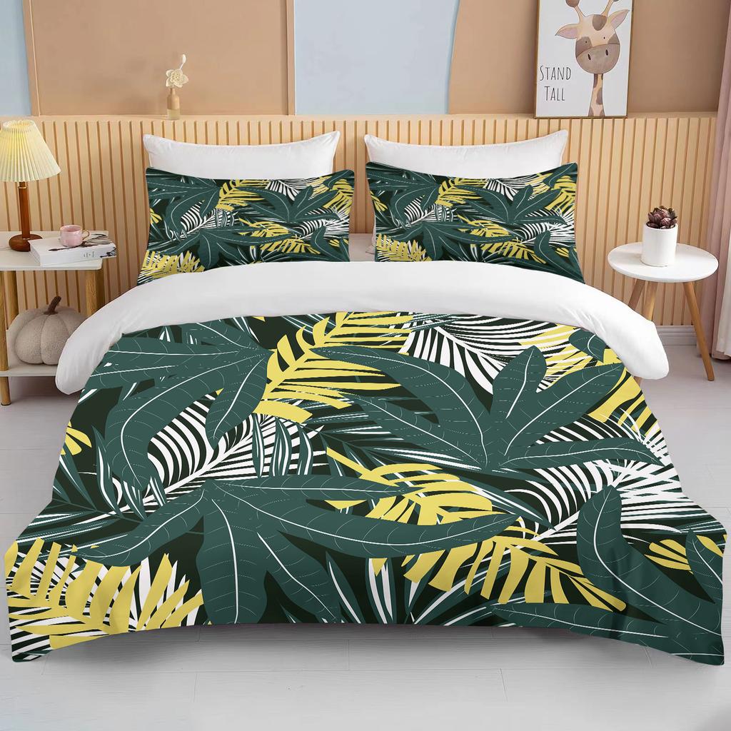 Tropical rainforest leaves queen bedding set king size double bed bedding set microfiber or polyester duvet set duvet cover