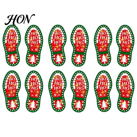 Santa Footprint Stickers 6 Pairs Christmas Floor Stickers, Self Adhesive Decals, Path Markers Indoor Outdoor Wall Ground Decor for Xmas Party