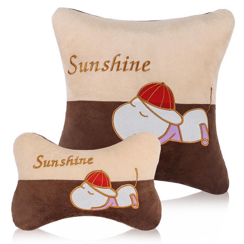 Набор подушек для поддержки шеи и поясницы в автомобиле - милый мультяшный дизайн.