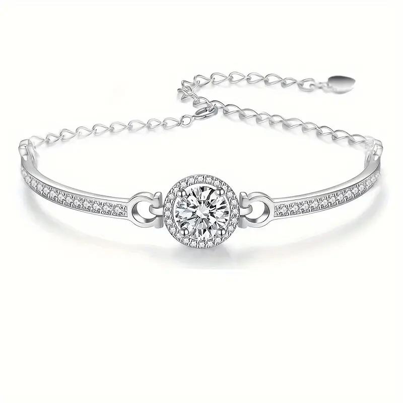 Silver1Carat Moissanite Women's Luxurious Versatile Bracelet Suitable for Daily Commuting, Banquets, Parties, Valentine's Day, Halloween, Christmas,