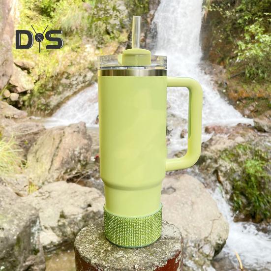 Силиконовый чехол со стразами для стакана 40 унций, блестящий чехол для бутылки с водой, нижний рукав, противоскользящий, игристый, аксессуары для стакана