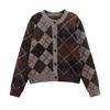 Европейский и американский женский кардиган свитер из ромбовидной вязки Осень/Зима 2024 9665