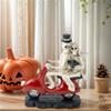 Halloween Skeleton Couple Riding Motorcycle Decor Skull Biker Couple Statue Home Decoration Holiday Party Desktop Ornament