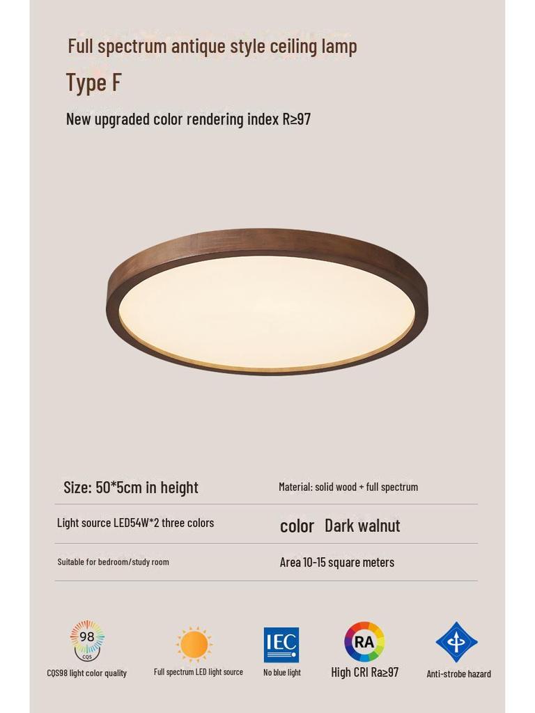 Современный средневековый потолочный светильник из цельного дерева: Черный орех для гостиной, столовой, спальни или кабинета