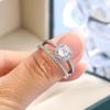 2Pcs Oval Crystal Ring Set Luxury Wedding Rings Fashion Engagement Ring  for Women Men