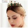 Vintage Baroque Imitated Emerald Crystal Tiaras And Crowns Hair Jewelry Women Girls Headpiece Wedding Bridal Hair Accessories