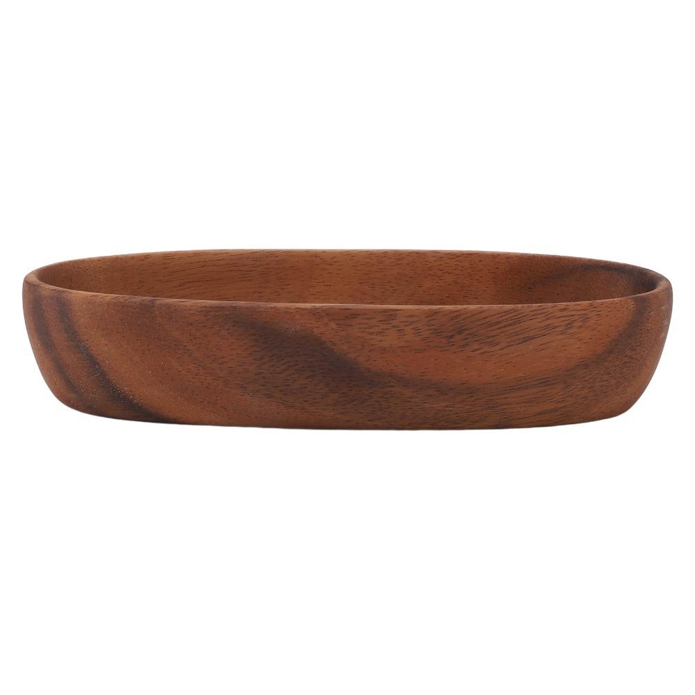 Wood Salad Bowl Long Oval Serving Bowl Beautiful Design Wooden Tray Living Room