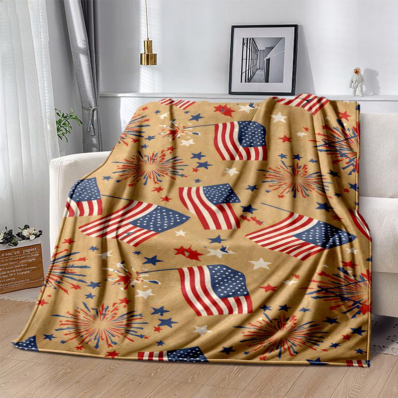 American Flag Flannel Blanket Soft All-Season Throw, Design for Camping, Car Travel, Hiking Sofa, Bed, Office Perfect Gift for Parties