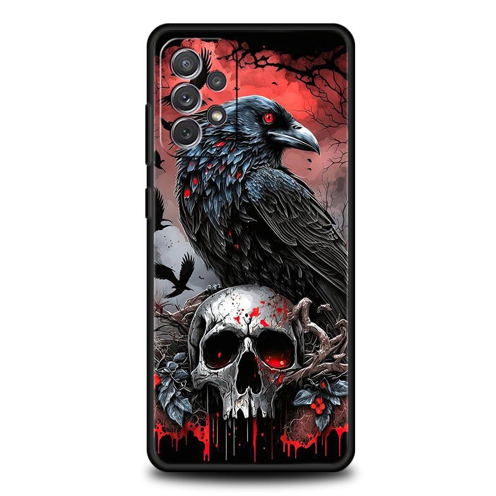 Чехол для телефона с узором "Череп ворона" для Samsung Galaxy A17 A07 A55 A35 A25 A15 A05 A33 A31 A23 A21s A13 A41 A73 A53 A51 A71