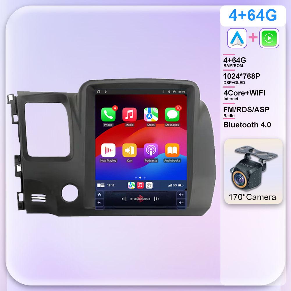 9.7 Inch Android 13 For Honda Civic 8 2005-2012 Car Radio Auto Multimedia Player GPS Navigation Carplay 5G WIFI BT No 2Din DVD