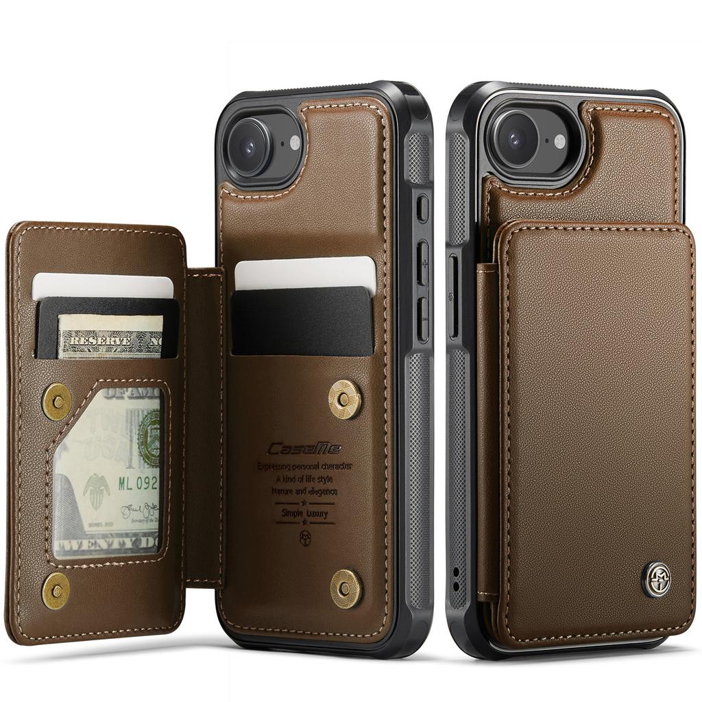 For iPhone 16e Phone Case CASEME C22 Leather Back Cover with RFID Blocking Card Slots