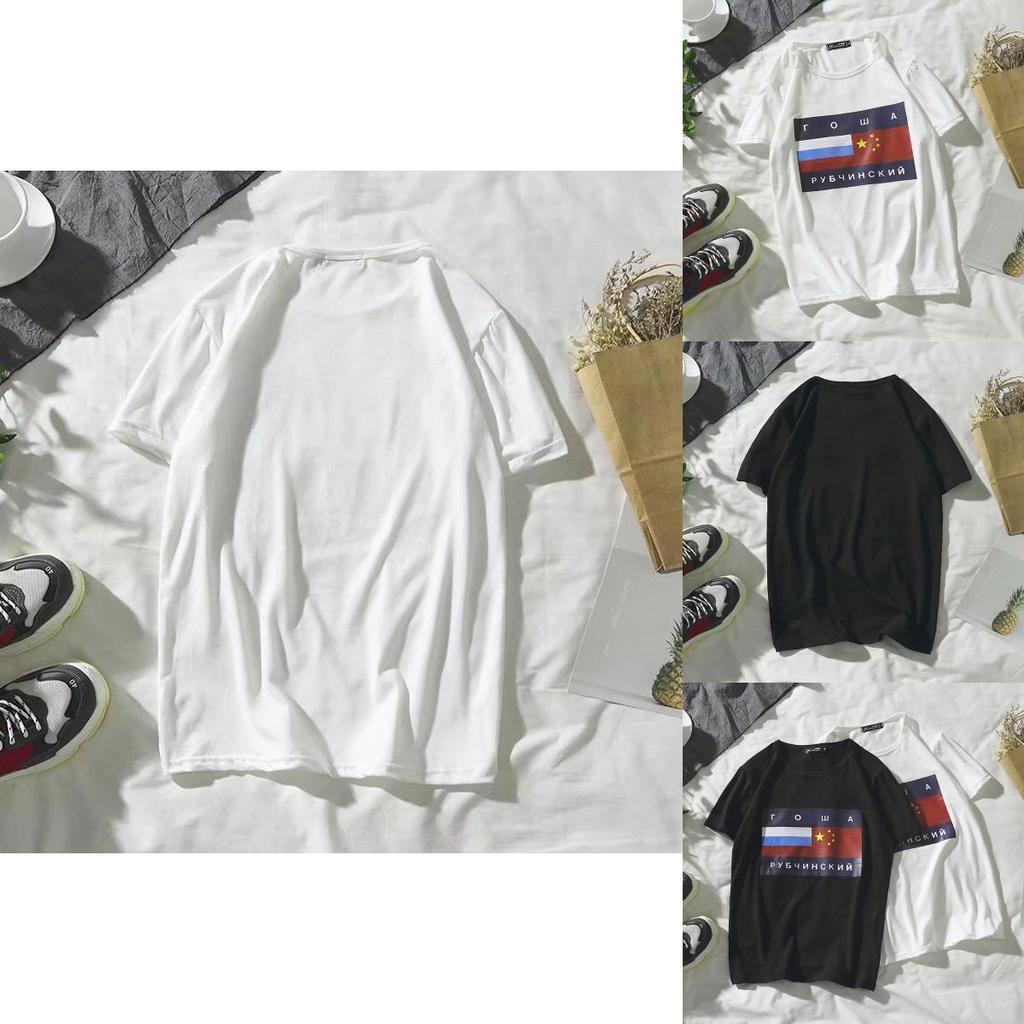Russian Woman Man Flag Streetwear Fitness Short Sleeve Black White T Shirt