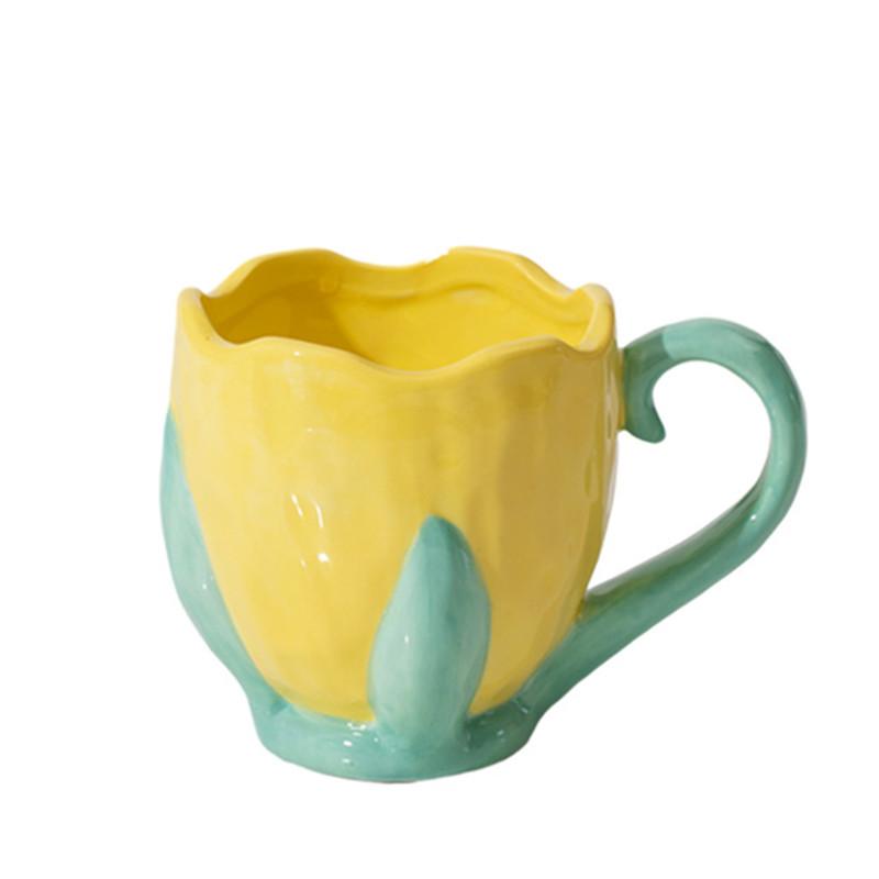 Nordic Creative Tulip Flower Water Cup Керамическая кружка для офиса, послеобеденного чая, латте, кофе, чашка для домашнего завтрака, молока, напитков, подарков