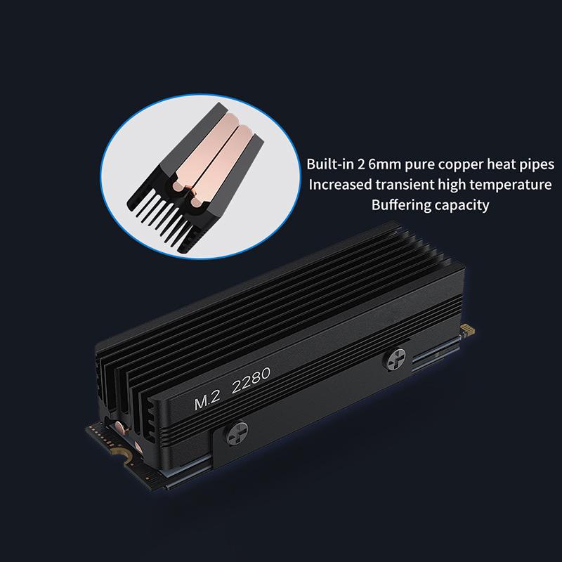 SSD-V3 2280 M.2 Твердотельный накопитель с двумя тепловыми трубками Полностью алюминиевый жилет с решеткой NVMe Высокоэффективный радиатор Игровые аксессуары