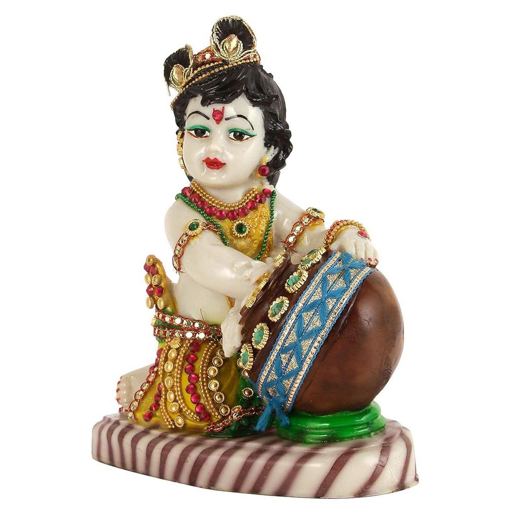 Lord Krishna Makhan Chor Idol Statue Figurine Showpiece (19 X 15 X 9 Cm) - Decoration Items for Home Decor Living Room