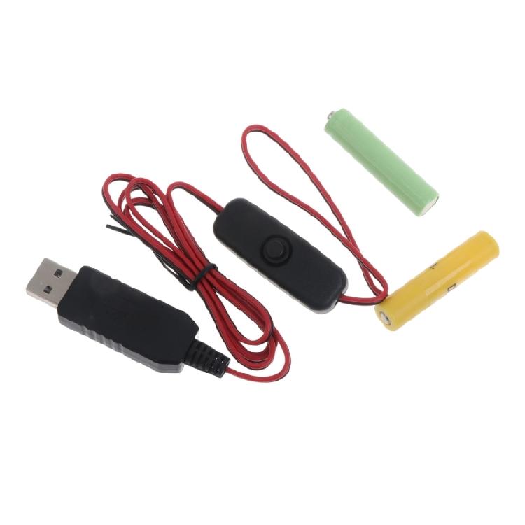 Кабель-переходник Type C/USB на 3V LR03/AM4/LR03 Заглушка-батарейка с переключателями