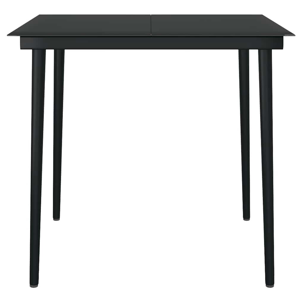 5 Piece Black Poly Rattan Outdoor Dining Set with Glass Table