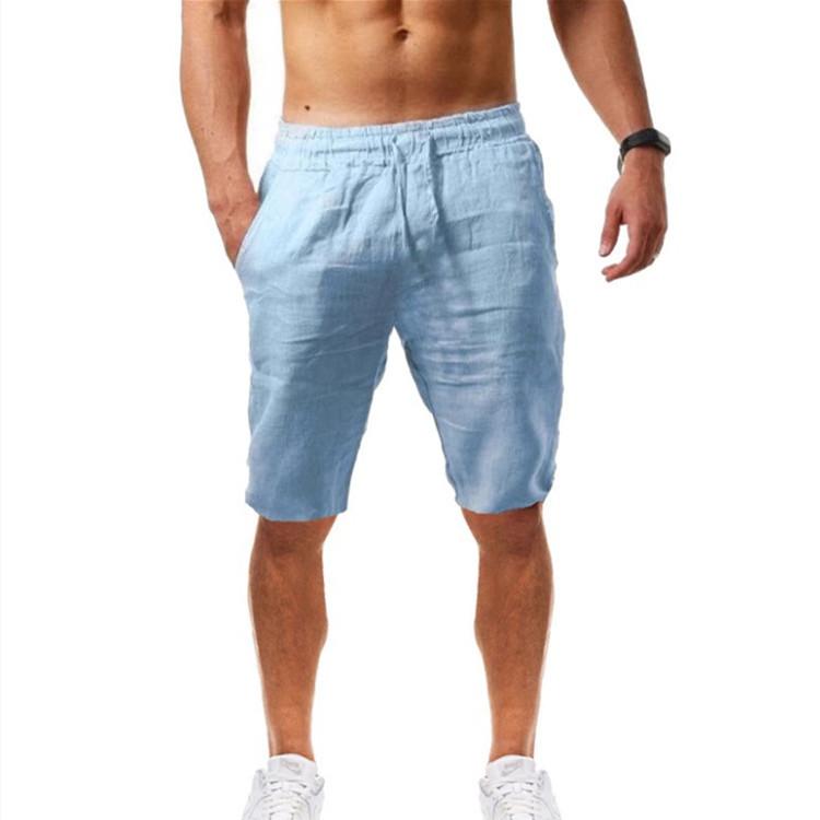 Summer Loose Cotton and Linen Breathable Five Quarter Pants for Sports and Leisure Elastic Drawstring Men's Shorts