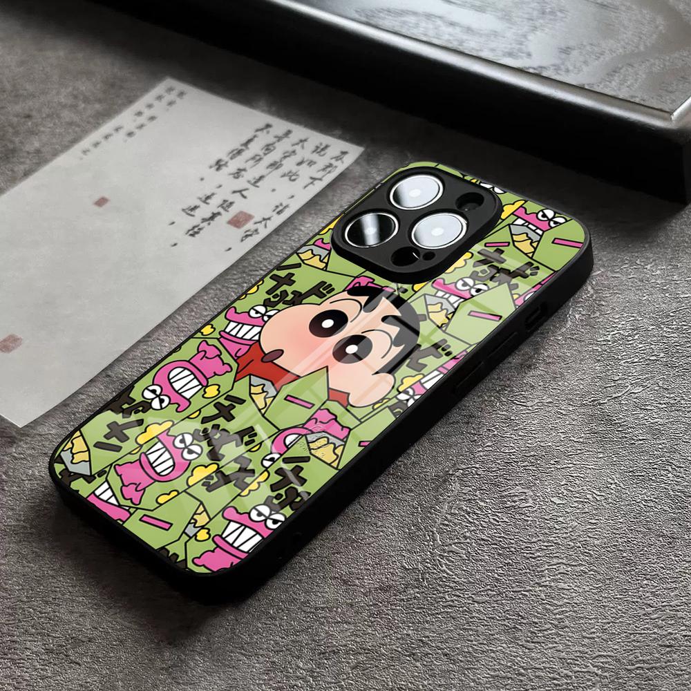 Crayon Shin-chans Phone Case For IPhone 16 Pro Max 15 Plus 14 Pro 12 11 13 Mini X XR XS Max 8 7 Plus SE Glass Cover