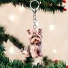 Acrylic Flat 2D Cute Yorkshire Terrier Keychain Pendant for Car Keys, Backpacks and Gifts, Christmas Pendants