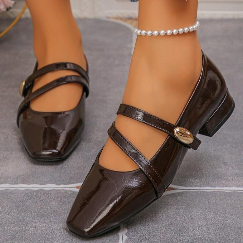 Women Simple and High-quality High Heel Square Toe Casual 2025 High Quality Ladies Shoes Buckle Strap Solid Fashion