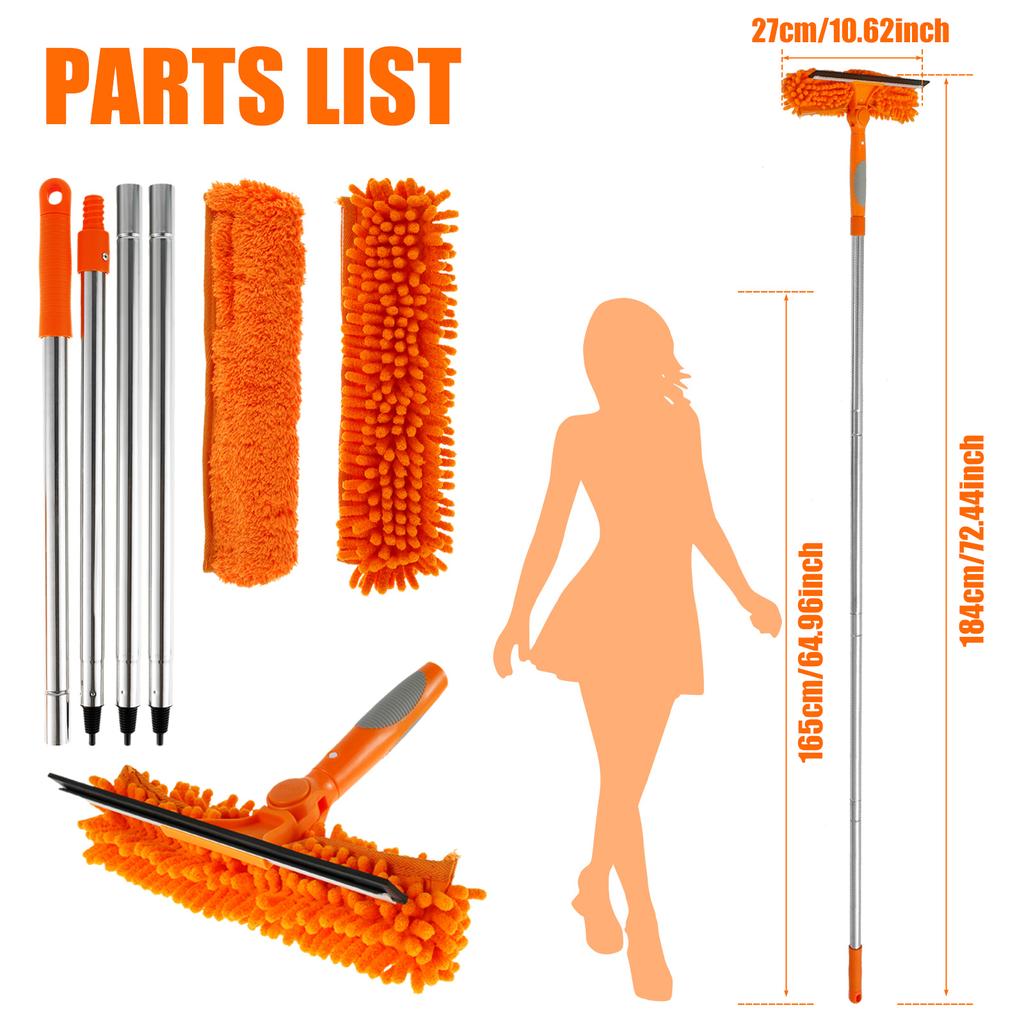 Extendable Window Cleaner Tools Set 180° Rotatable Long Handle Window Mop Household Squeegee Wiper Dust Cleaner Brush New