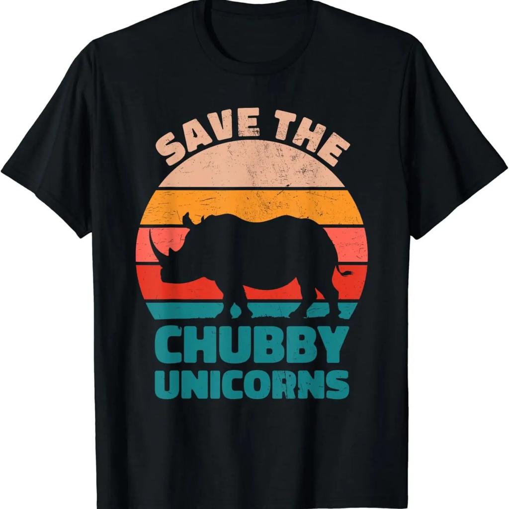 Funny Rhino Retro Sunset T Shirt Vintage Unisex Top For Everyday Wear Slightly Versatile Designer Clothes Fashion