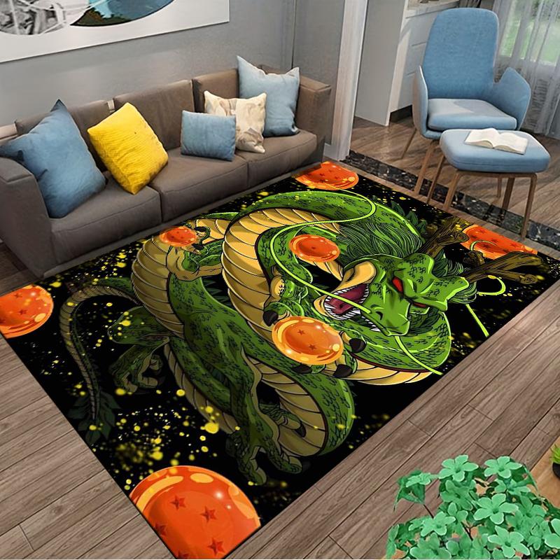 "Green Dragon Pattern Carpet with Orange Spheres, Fantasy Style Decor" Suitable for use as an anti-slip for living room bedroom sofas