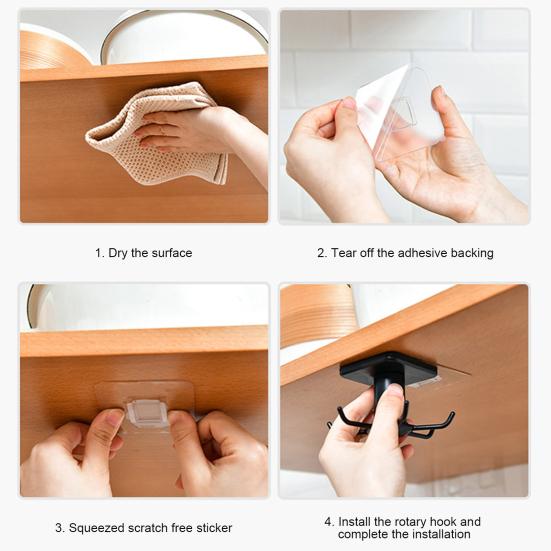 Storage Hook 360 Degree Rotatable with 6 Hooks Convenient Storage Solution for Utensils Tools Towels
