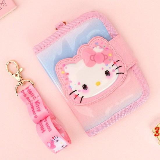 Female Student Hello Kitty Hologram Lightweight Two-stage Necklace Wallet Sanrio Kitty Coin Card Wallet, a Popular Character In Korea