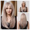 Blonde Synthetic Wigs Long Straight Layered Hair Wigs for Women with Bangs Daily Cosplay Wig Heat Resistant