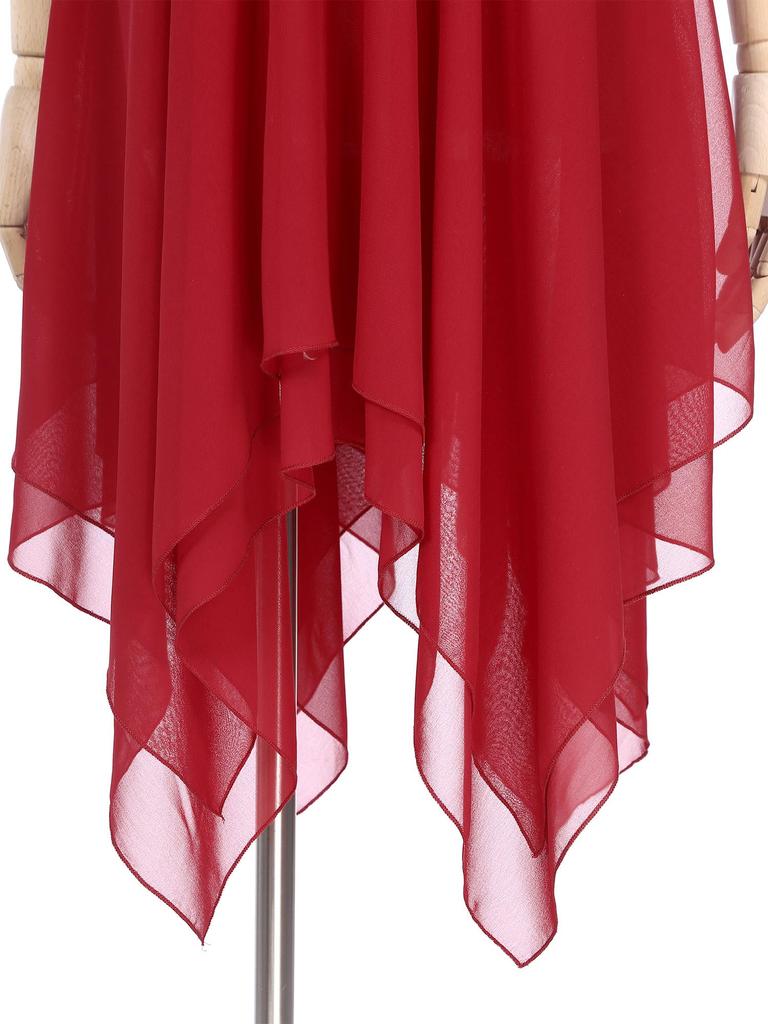 Женщины Девочки Расклешенный рукав 3/4 Металлическая танцевальная одежда для церковного богослужения Литургическая танцевальная одежда Туника Асимметричный подол Лирическое танцевальное платье Накладка